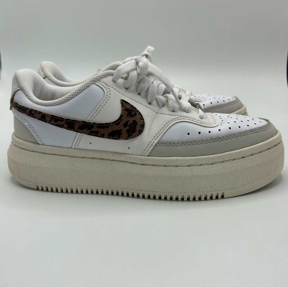 Nike Court Vision Alta Leopard Swoosh Sneakers Size 9.5